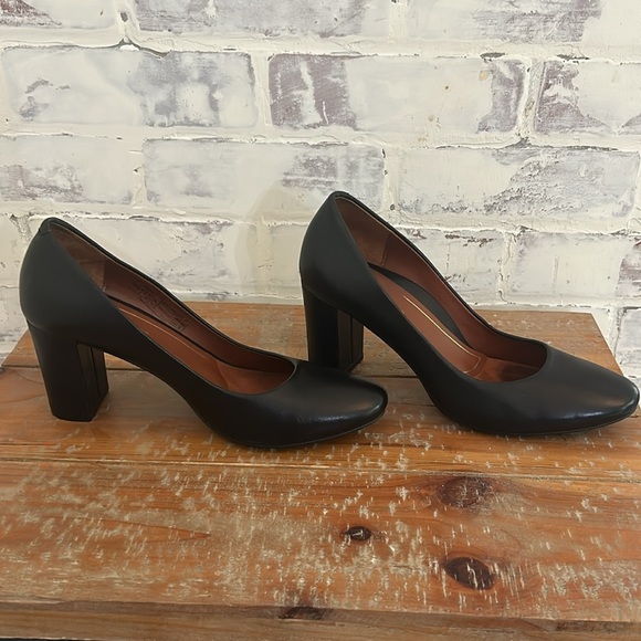 Vionic Mariana Women’s Size 7 Black Block Heel Pumps Leather Classic Comfort - Picture 5 of 12